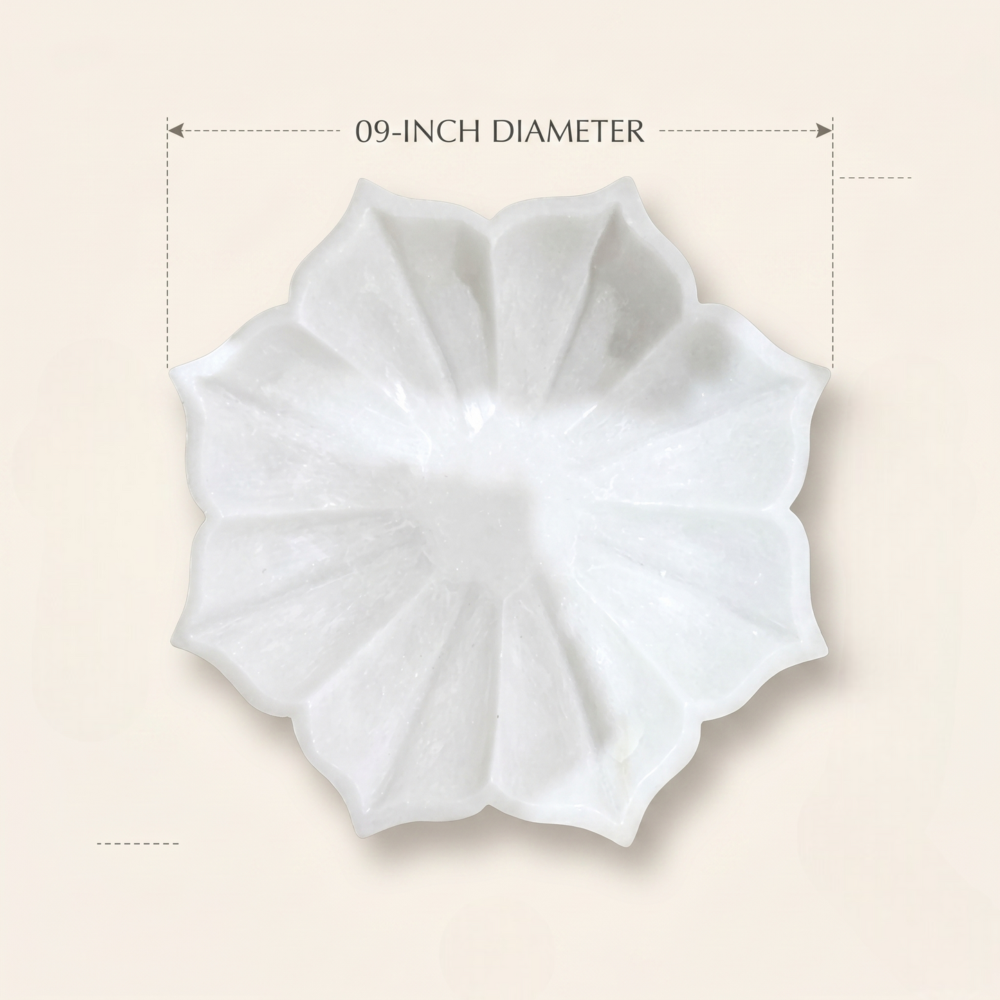 White Marble Lotus Flower Bowl | 15 Inch | Decorative Centerpiece