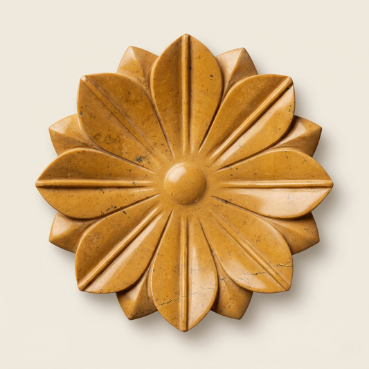 Jaisalmer Yellow Marble Lotus Platter| 12 Inch | Decorative Urli