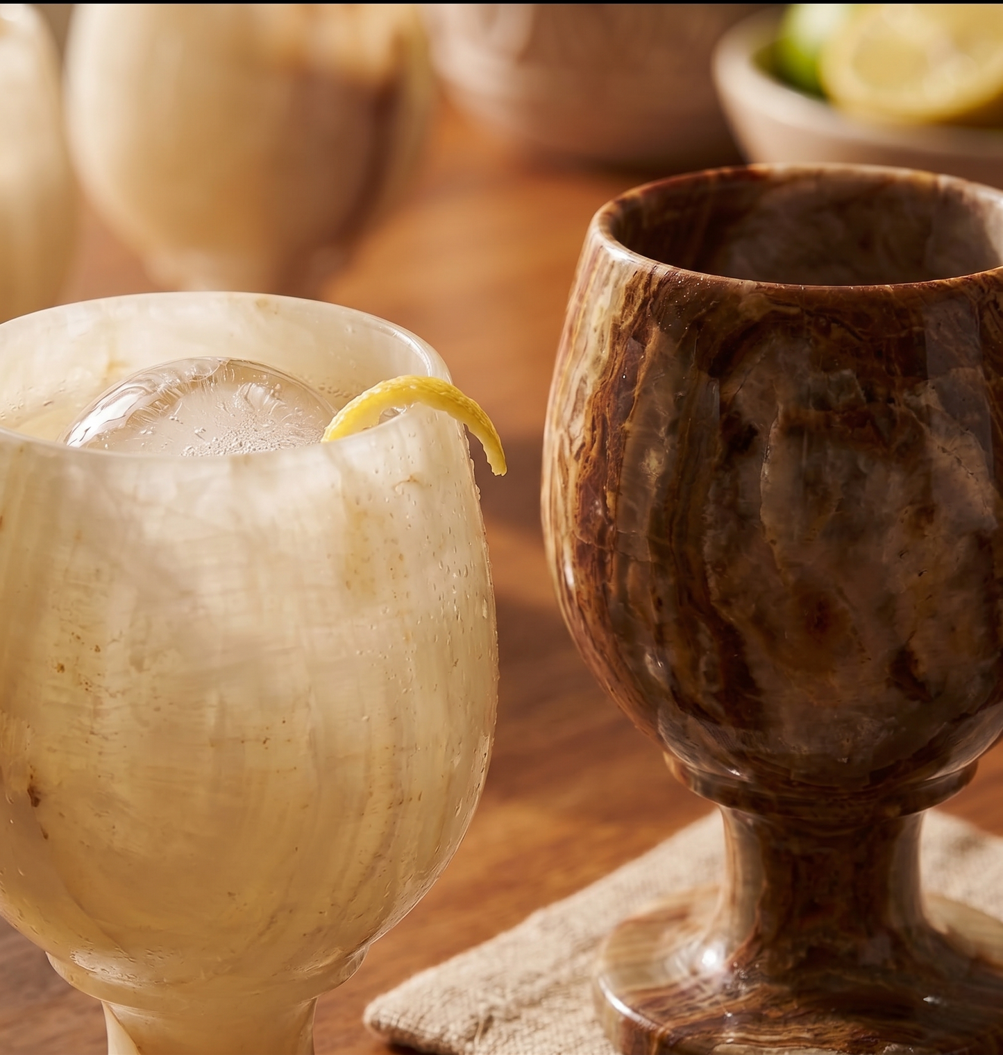 Handcrafted Onyx Stone Goblets | Set of 6 | Luxury Drinkware
