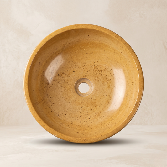 Jaisalmer Yellow Marble Vessel Sink | 15 Inch | Tabletop Washbasin