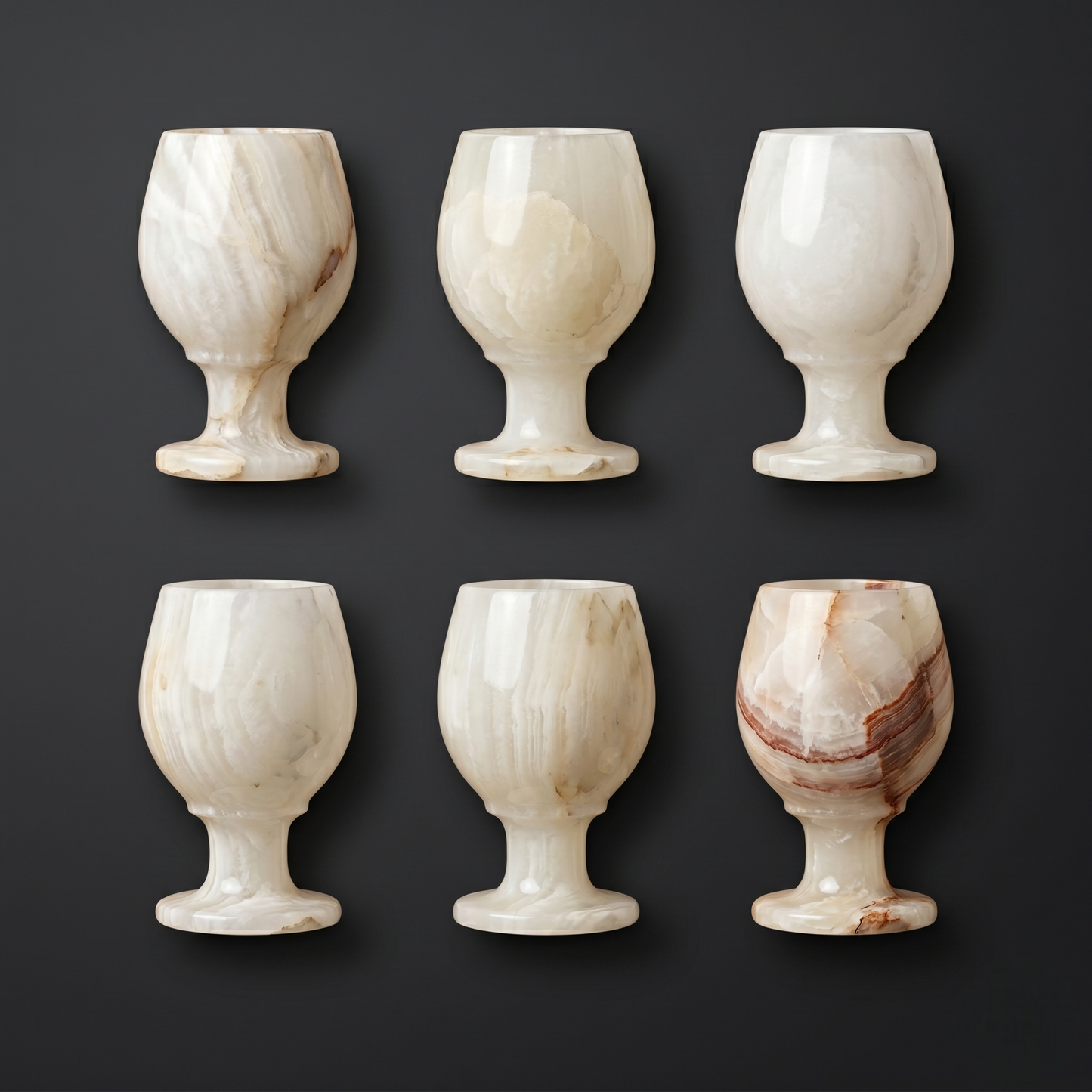 Handcrafted Onyx Stone Goblets | Set of 6 | Luxury Drinkware
