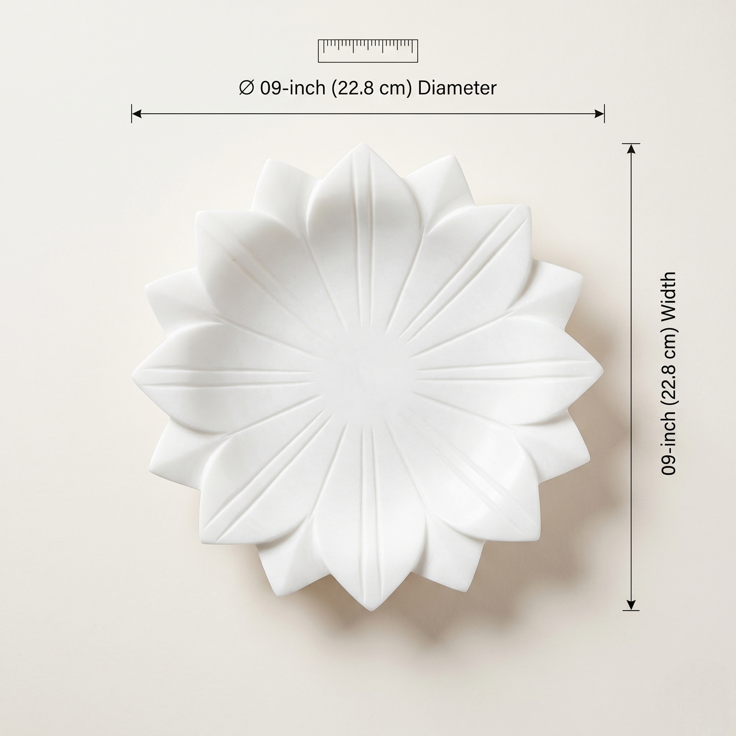 White Marble Lotus Flower Bowl | 12 inch | Decorative Urli