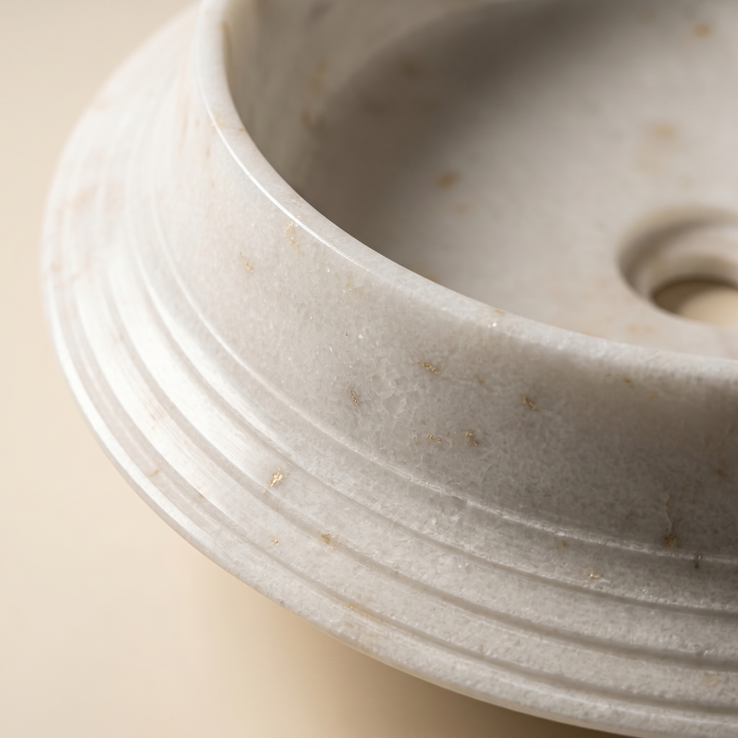 White Marble Stepped Vessel Sink | 15 Inch | Tabletop Washbasin