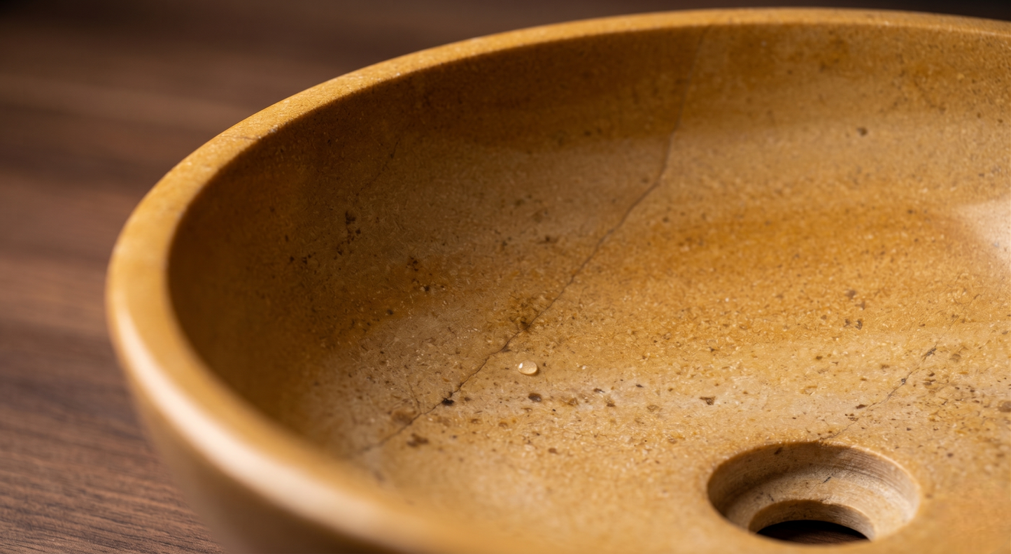 Jaisalmer Yellow Marble Vessel Sink | 15 Inch | Tabletop Washbasin