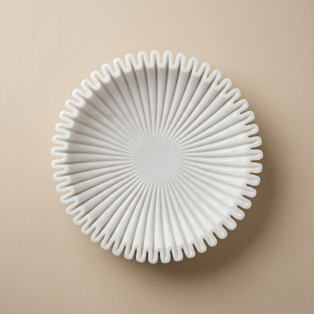 Black Marble Fluted Bowl | 9 Inch | Decorative Centerpiece