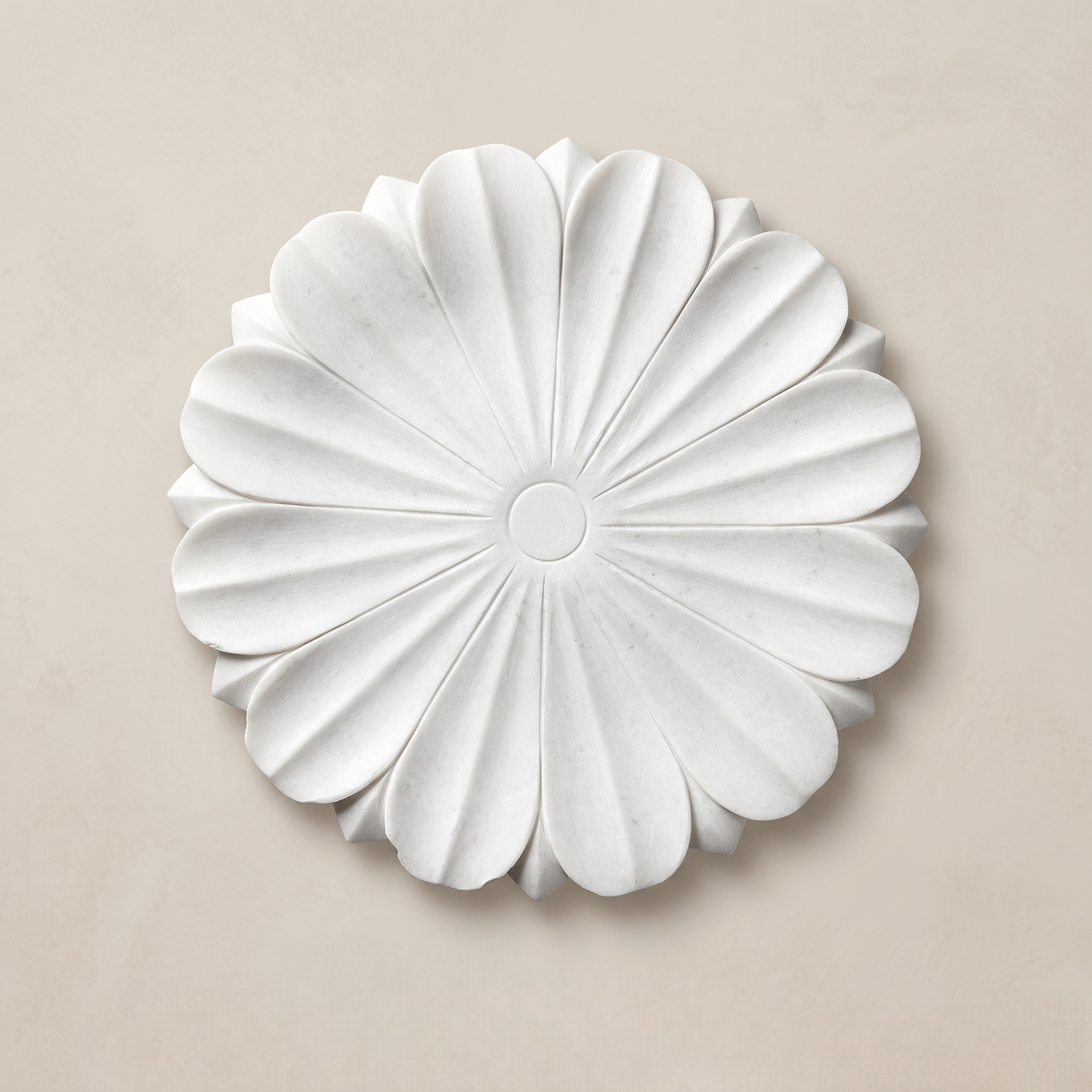 White Marble Lotus Flower Platter | 2 Feet | Decorative Centerpiece