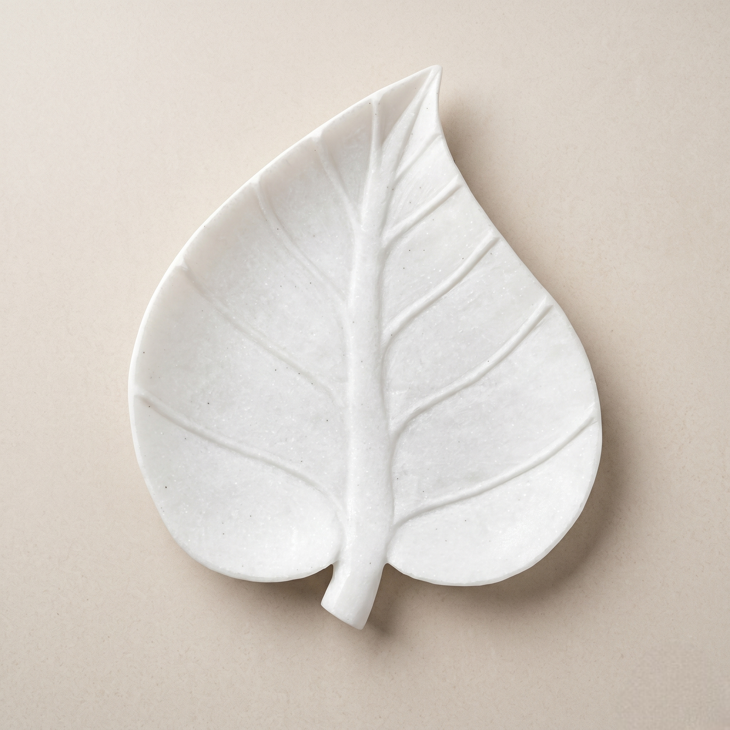 White Marble Leaf Platter | 15 Inch | Decorative Serving Tray