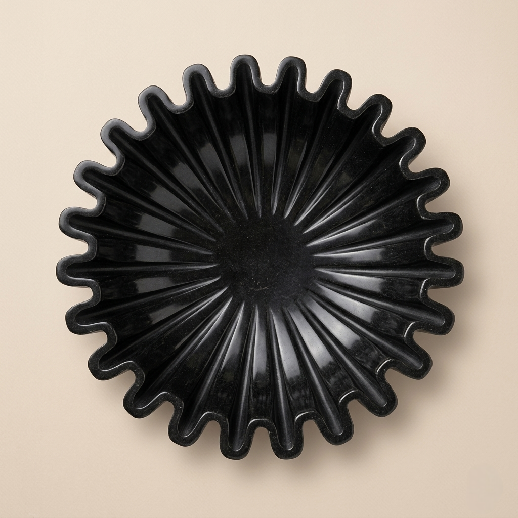 Black Marble Fluted Bowl | 9 Inch | Decorative Centerpiece
